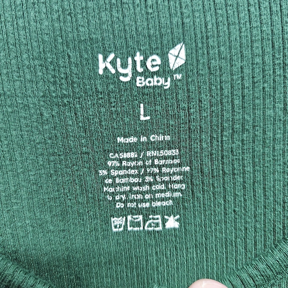 Kyte Baby Women's Green Ribbed Long Sleeve Bamboo Knit Blend Henley Size Large. - Picture 4 of 6